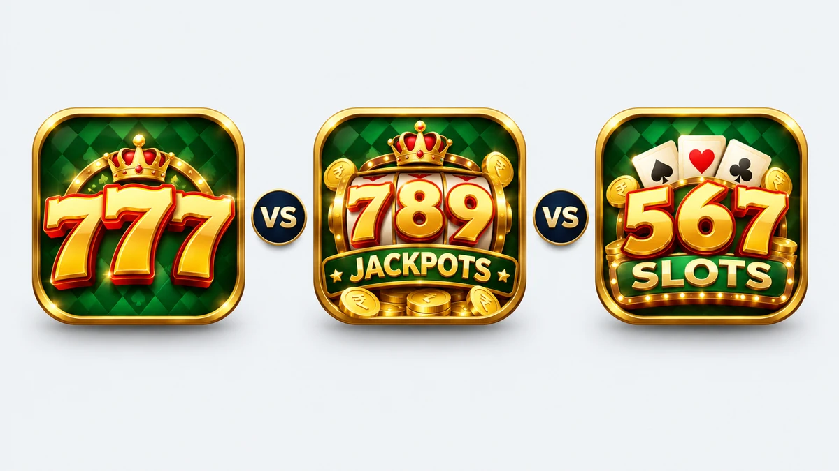 777 Game, 789 Jackpots and 567 Slots app icons compared side by side