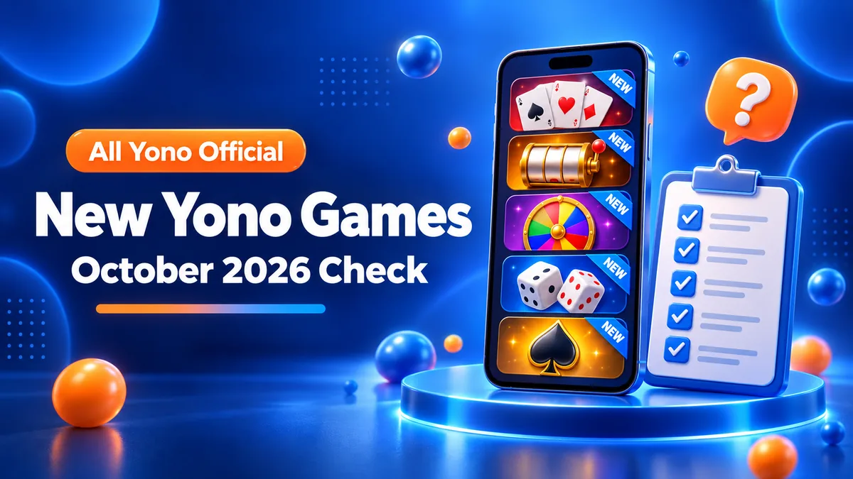 A phone listing five game tiles marked NEW beside a clipboard with five ticks