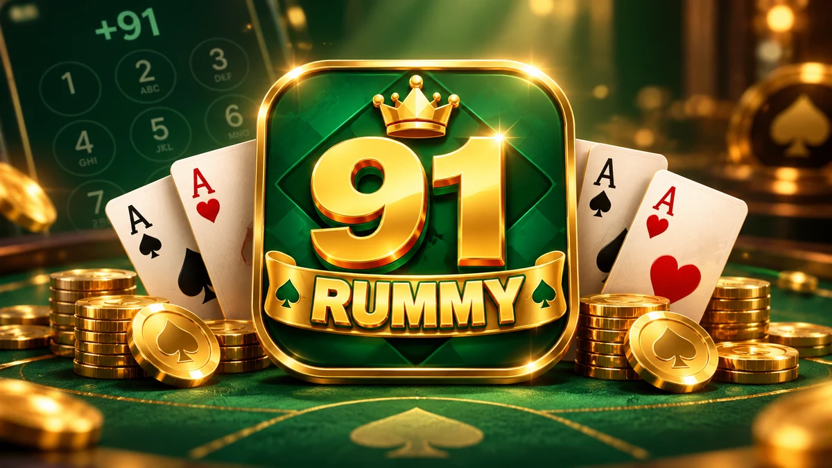 Rummy91 app icon with playing cards and chips