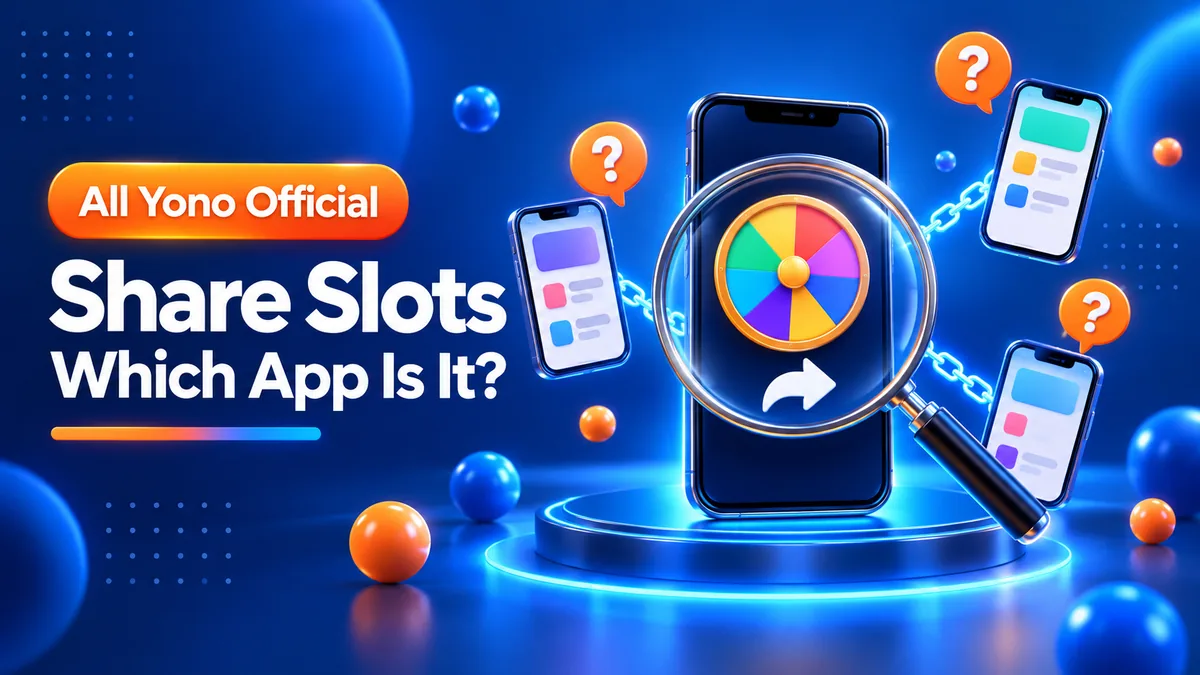 A phone with a prize wheel and share arrow linked by chains to three smaller phones under a magnifying glass